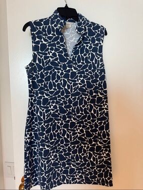 MAHI GOLD Navy & White Sleeveless Printed Mini Dress